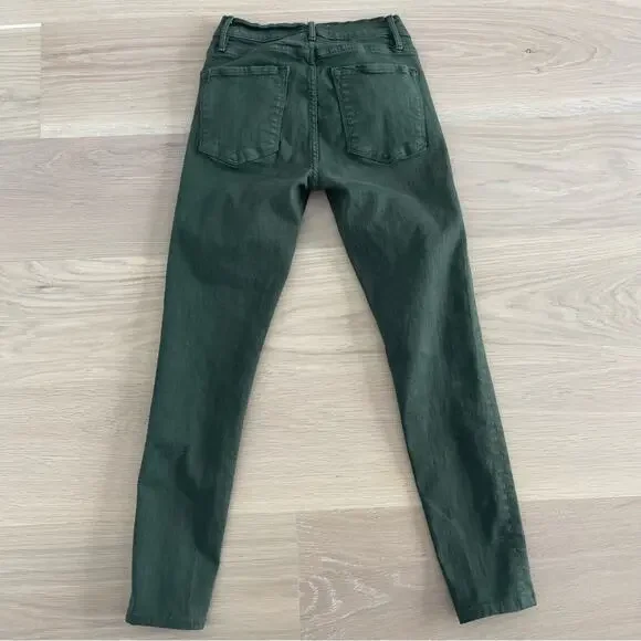Frame Denim Le Skinny de Jeanne Ankle Jeans Forest Green 26 - Picture 4 of 9